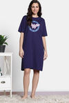 Zivame 2 Mile Fashion Knit Cotton Oversized Knee Length Loungewear Dress - Medieval Blue — thumbnail 2